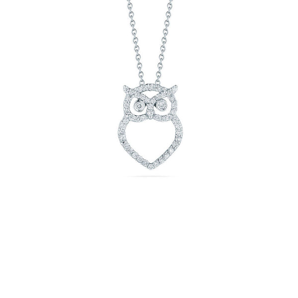 Roberto Coin Tiny Treasures White Gold Owl Pendant Necklace