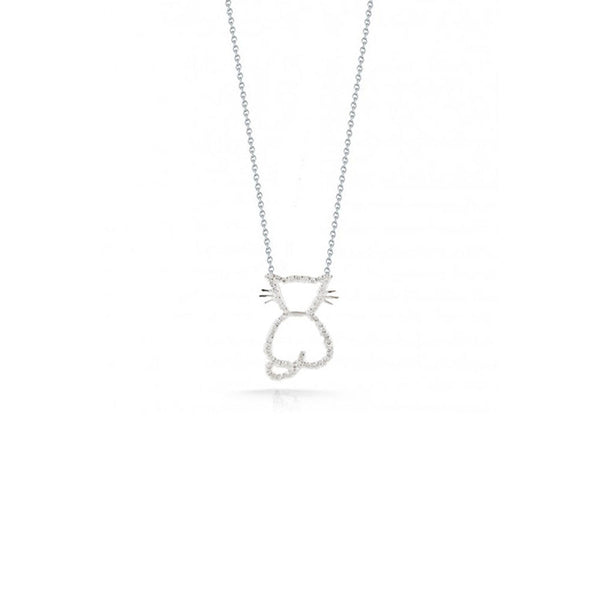 Roberto Coin Tiny Treasures White Gold Kitty Pendant Necklace