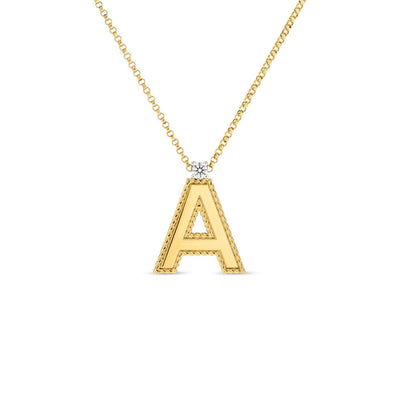 Roberto Coin Diamond Letter Necklace in Yellow Gold - Roberto Coin product