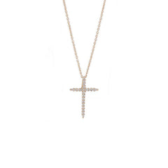 Roberto Coin Tiny Treasures Rose Gold Cross Pendant Necklace