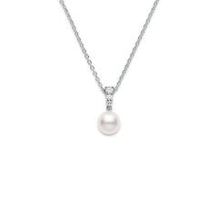 Mikimoto Morning Dew Akoya Pearl and Diamond 18K Gold Pendant 8mm