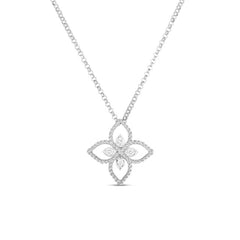Roberto Coin Principessa Flower Necklace in White Gold
