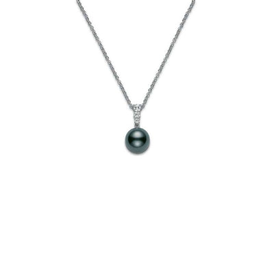 Mikimoto Black South Sea Pearl and Diamond Pendant Necklace 10-11mm - Mikimoto product