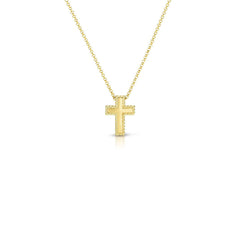 Roberto Coin Yellow Gold Small Block Cross Pendant Necklace