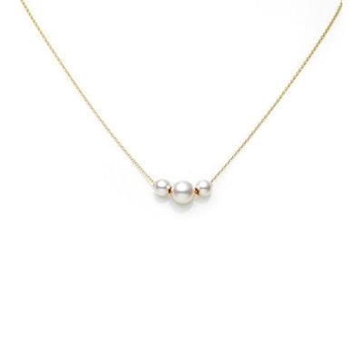 Mikimoto Yellow Gold Three Pearl Station Necklace - Mikimoto product
