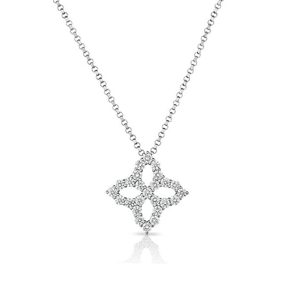 Roberto Coin Princess Flower Medium Diamond Pendant Necklace