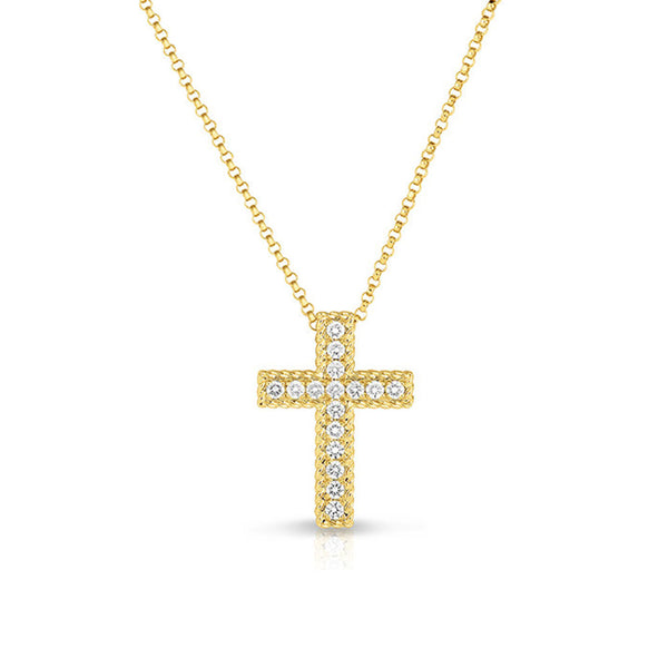 Roberto Coin Medium Diamond Cross Pendant Necklace