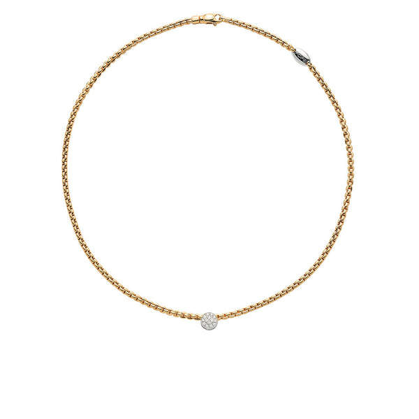 Fope Eka Tiny Yellow Gold Round Diamond Station Necklace