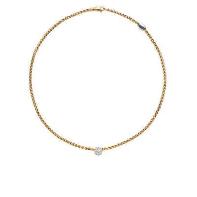 Fope Eka Tiny Yellow Gold Round Diamond Station Necklace - Fope product