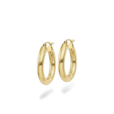 Chunky Gold 4mm Wide Hoop Earrings - 25mm - Private Label product