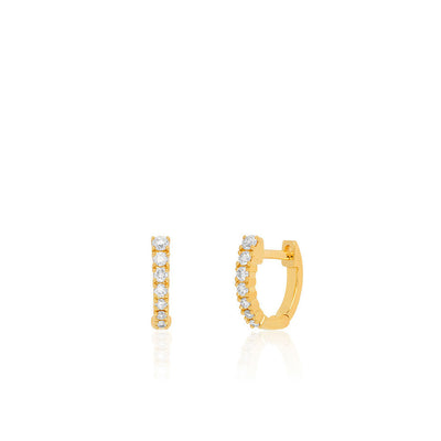 EF Collection Full Cut Diamond Arc Mini Huggie Earrings - EF Collection product