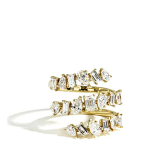 Fancy Shape Diamond Coil Ring in Yellow Gold