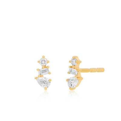 EF Collection Multi Faceted Diamond Stud Earrings - EF Collection product