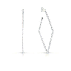 Roberto Coin White Gold Classic Diamond Square Hoop Earrings
