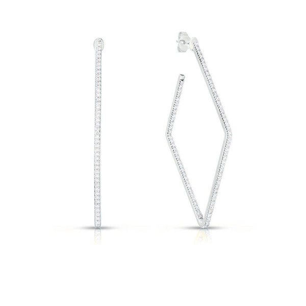 Roberto Coin White Gold Classic Diamond Square Hoop Earrings