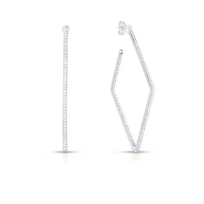Roberto Coin White Gold Classic Diamond Square Hoop Earrings - Roberto Coin product