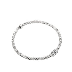 Fope Prima White Gold Dew Drop Diamond Rondel Station Bracelet