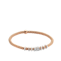 Fope Prima Rose Gold Dew Drop Floating Diamond Rondel Station Bracelet