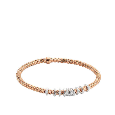 Fope Prima Rose Gold Dew Drop Floating Diamond Rondel Station Bracelet - Fope product
