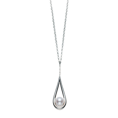Mikimoto White Gold Akoya Pearl Drop Pendant Necklace