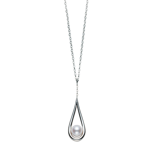 Mikimoto White Gold Akoya Pearl Drop Pendant Necklace