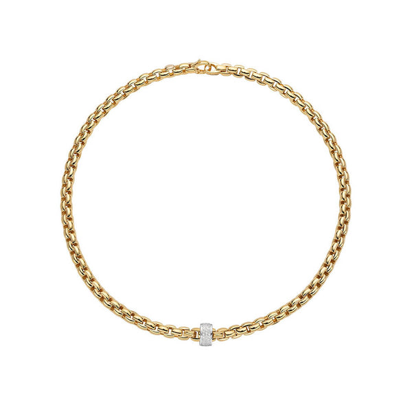 Fope EKA 604C PAVE Yellow Gold Diamond Station Necklace – J.R.DUNN
