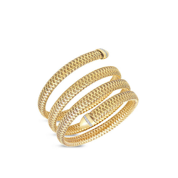 Roberto Coin Primavera Yellow Gold Diamond Four Coil Cuff
