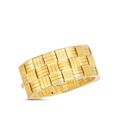 Roberto Coin Veneto Three Row Woven Diamond Cuff Bangle