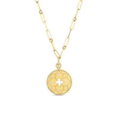 Roberto Coin Venetian Princess Diamond Flower Medallion Link Necklace - Roberto Coin product