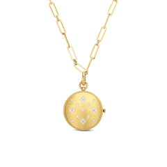 Roberto Coin Venetian Princess Diamond Locket Paperclip Link Necklace
