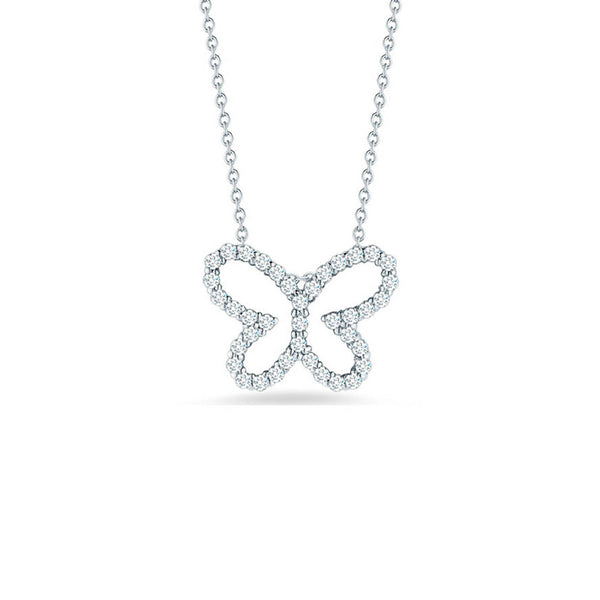 Roberto Coin Tiny Treasures White Gold Butterfly Pendant Necklace
