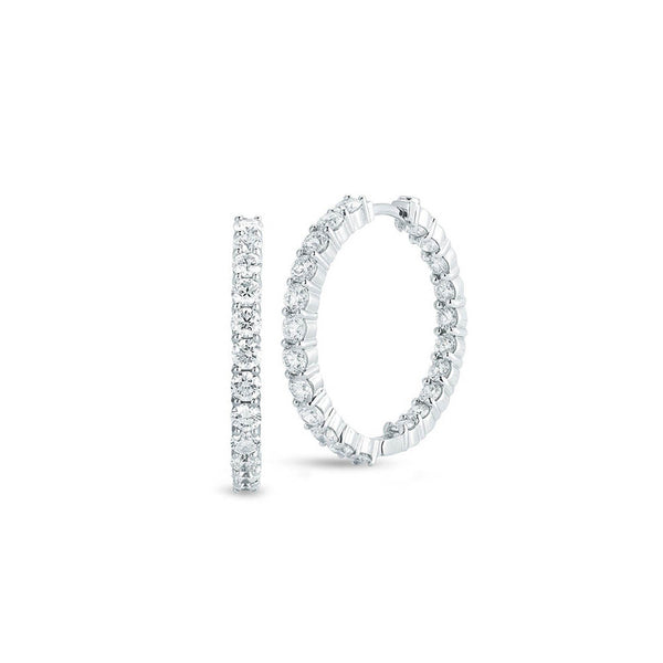 Roberto Coin White Gold Inside Out Diamond Hoop Earrings 3.45ctw
