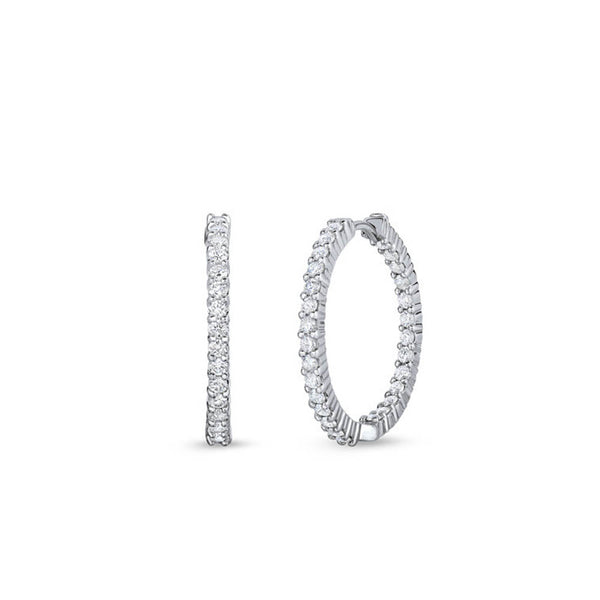 Roberto Coin White Gold Inside Out Diamond Hoop Earrings 1.50ctw