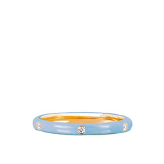 EF Collection Baby Blue Enamel 3 Diamond Stack Ring