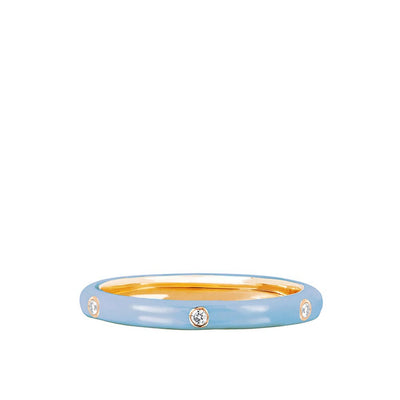EF Collection Baby Blue Enamel 3 Diamond Stack Ring - EF Collection product