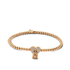 Hulchi Belluni Tresore Gold Diamond Heart Lock Stretch Bracelet