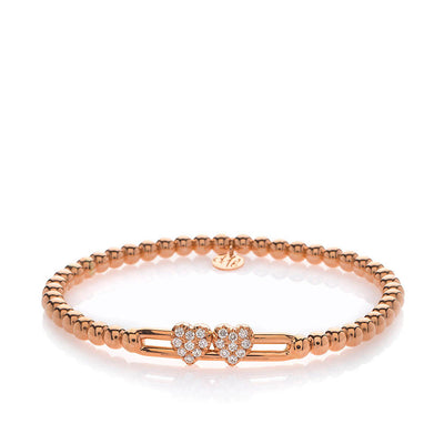 Hulchi Belluni Tresore Gold Diamond Double Hearts Stretch Bracelet - Hulchi Belluni product