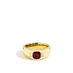 Robert Pelliccia Cushion Cut Ruby and Emerald Cut Diamond Men's Ring