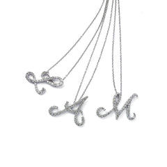Roberto Coin Diamond Cursive Initial Pendant Necklace