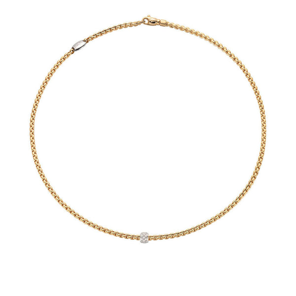 Fope EKA Diamond Yellow Gold Small Link 17" Necklace