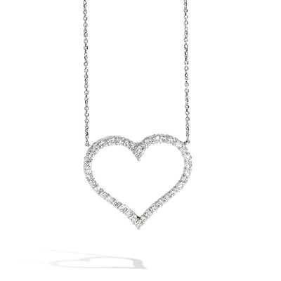 Diamond Large Open Heart Pendant in White Gold - Private Label product
