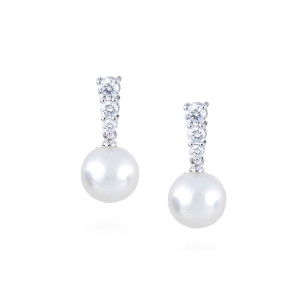 Mikimoto 9-9.5mm Akoya Pearl Diamond Drop Earrings