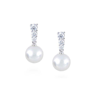 Mikimoto 9-9.5mm Akoya Pearl Diamond Drop Earrings - Mikimoto product