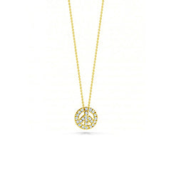 Roberto Coin Tiny Treasures Yellow Gold Diamond Peace Sign Necklace