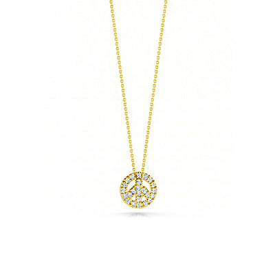 Roberto Coin Tiny Treasures Yellow Gold Diamond Peace Sign Necklace - Roberto Coin product