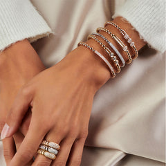 Hulchi Belluni Tresore Small Triple Diamond Bezel Stretch Bracelet