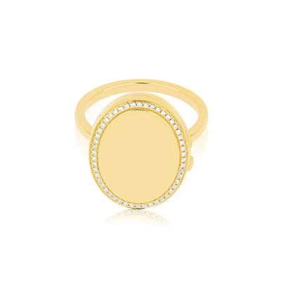 EF Collection Gold and Diamond Oval Locket Ring - EF Collection product