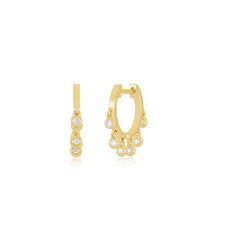 EF Collection Diamond Bezel Drop Huggie Earrings