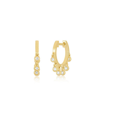 EF Collection Diamond Bezel Drop Huggie Earrings - EF Collection product