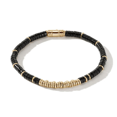 John Hardy Classic Chain Heishi 14K Gold and Onyx Bead Bracelet - John Hardy product
